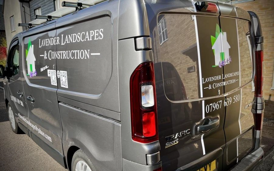 Commercial vehicle signage on a working vehicle.