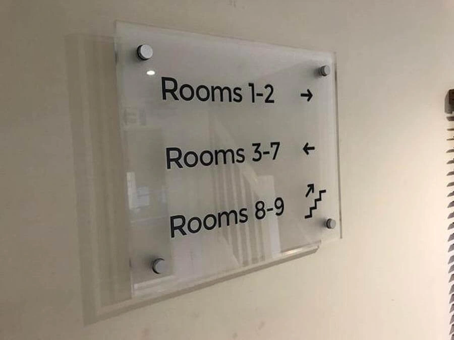 Plastic Direction Signs Hotel by AW Sign Services.