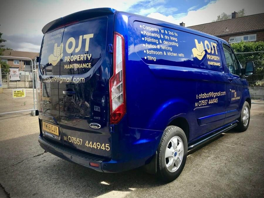 Vehicle Decals Text Graphics Logo by AW Sign Services.